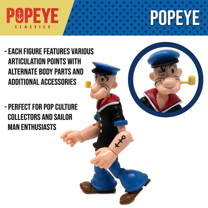 Boss Fight Studio: Action Figures and Collectibles - Popeye Classics Action Figure: Popeye 1st Appearance - black shirt