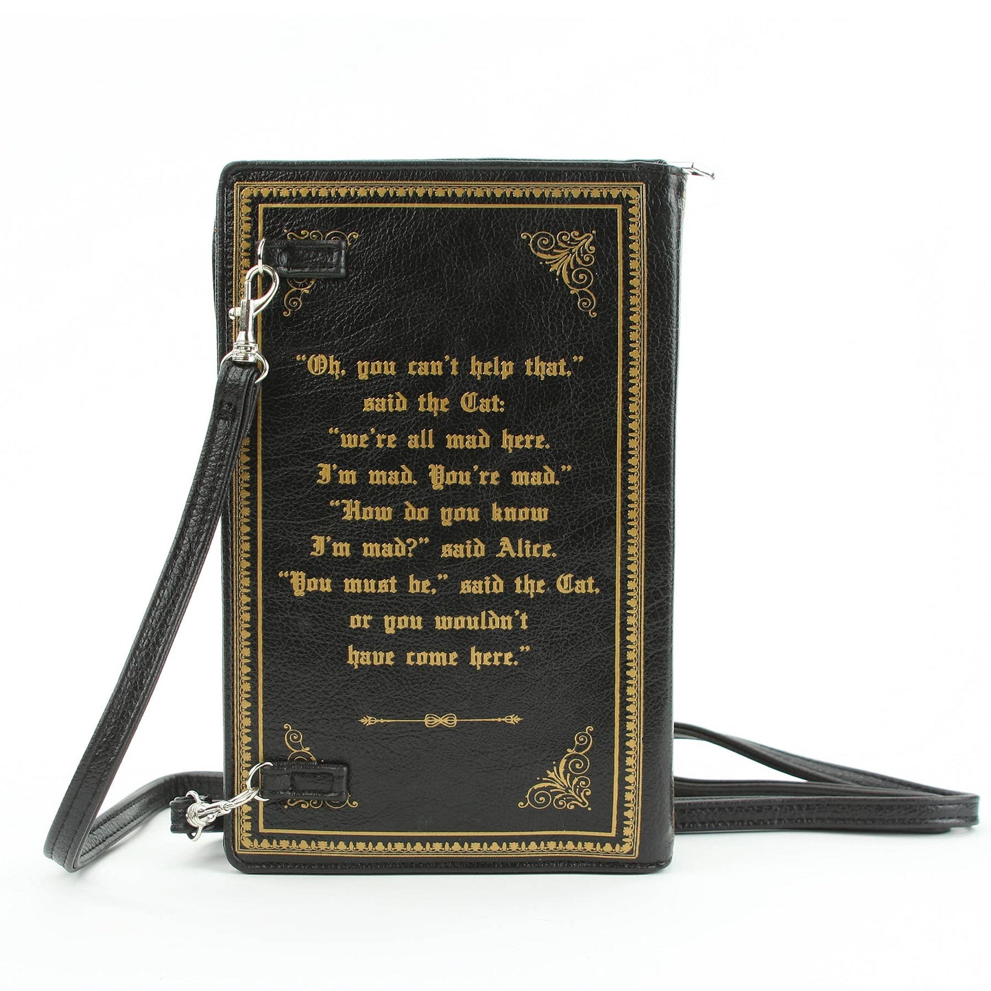 Alice in Wonderland Book Clutch Bag - Black and Gold