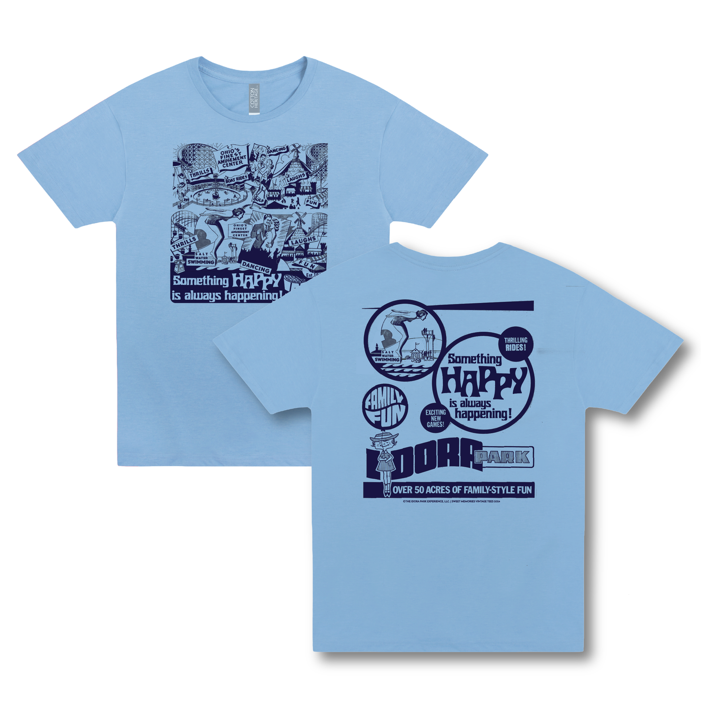 Idora Park 1930s Original Printer Block • Youngstown, OH Tee - Limited Edition Light Blue Tee