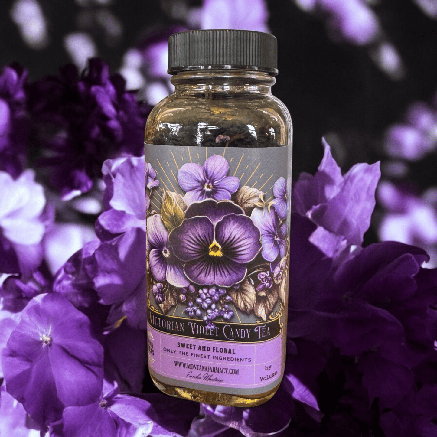 Vintage Victorian Violet Candy Tea Candied French Tea in Jar