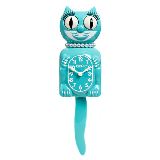Vibrant Blue Turquoise Lady Kit-Cat Klock