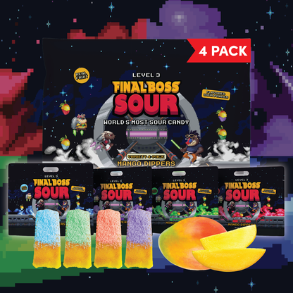 Final Boss Sour - Variety Sour Mango Dipper (4-Pack) - Real Dried Fruit Candy