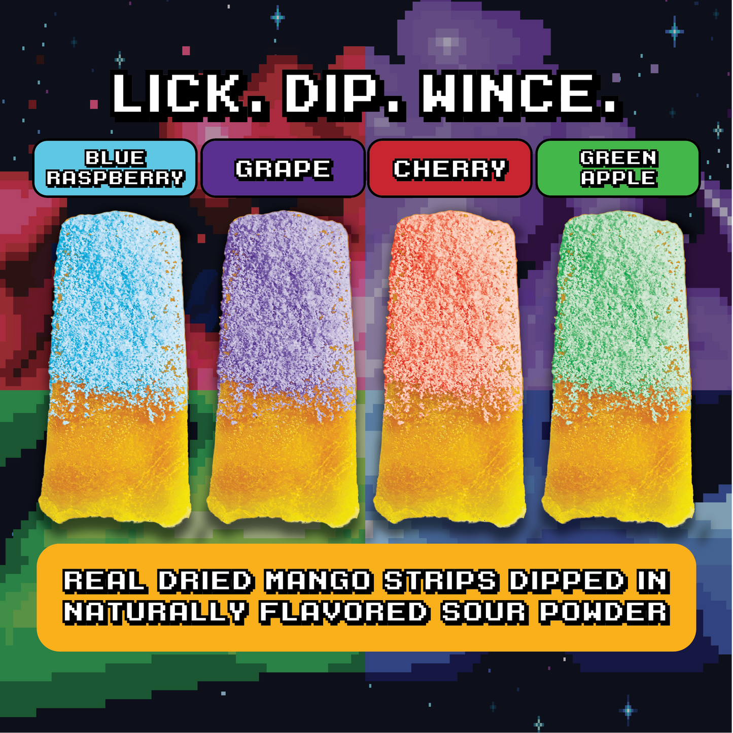 Final Boss Sour - Mango Dippers 1-Pack (Blue Razz, Green Apple, Grape, Cherry)