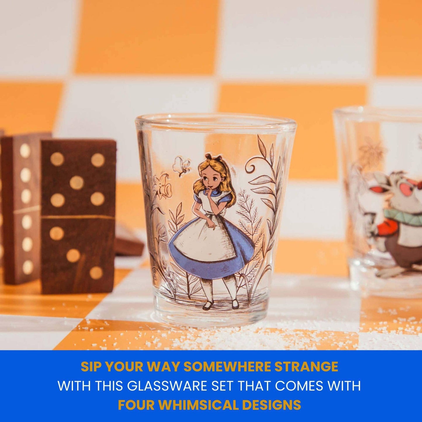 Toynk - Alice in Wonderland 4 Piece 1.5oz Mini Glass Set