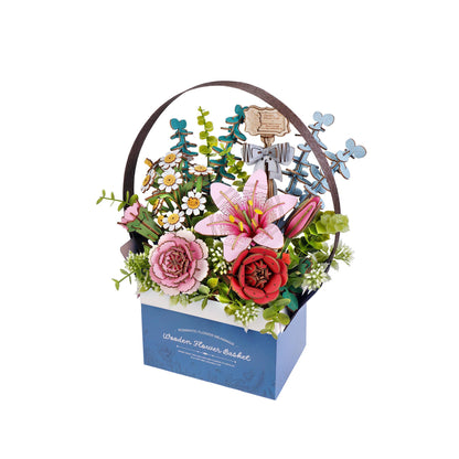 3D Wooden Flower Puzzle Basket