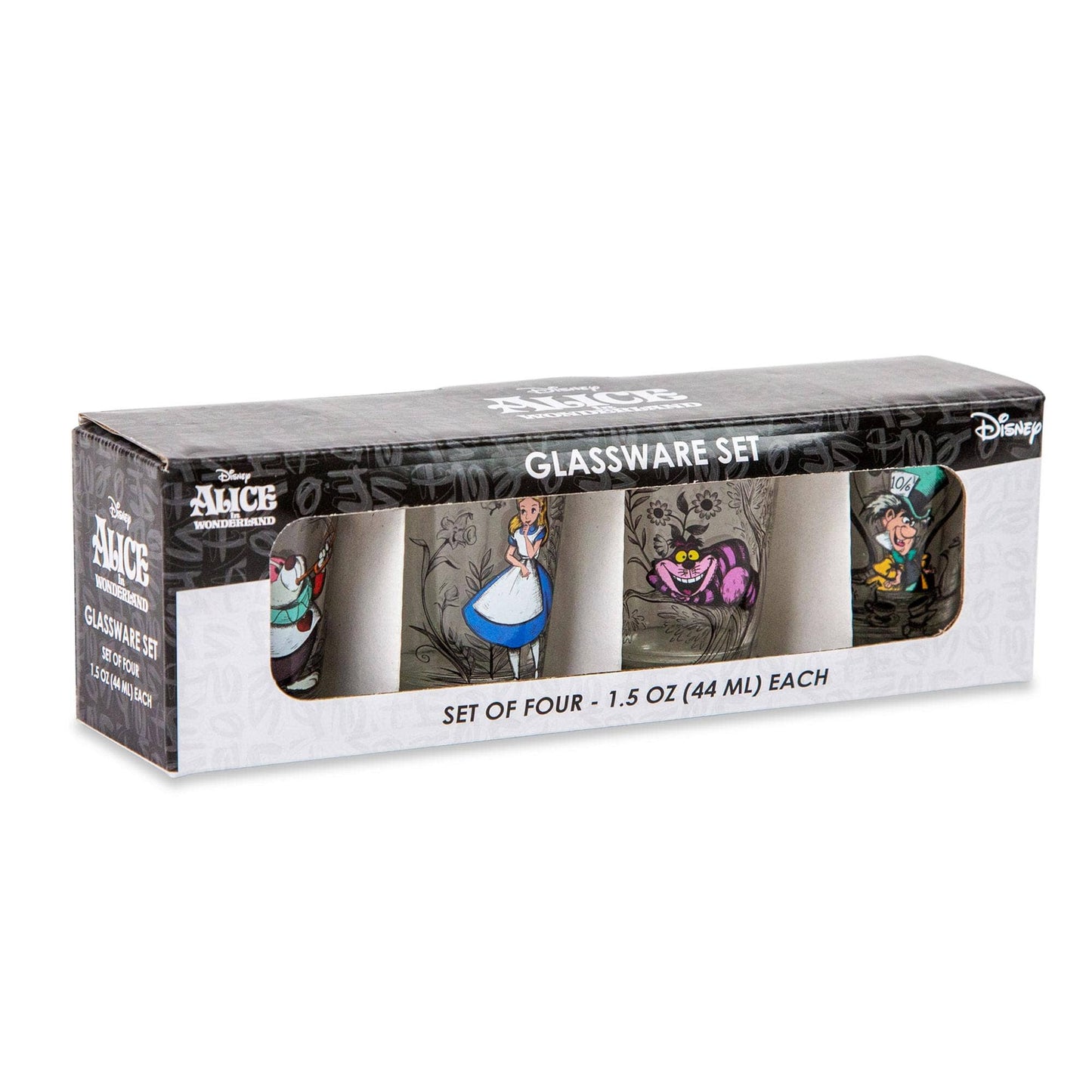 Toynk - Alice in Wonderland 4 Piece 1.5oz Mini Glass Set