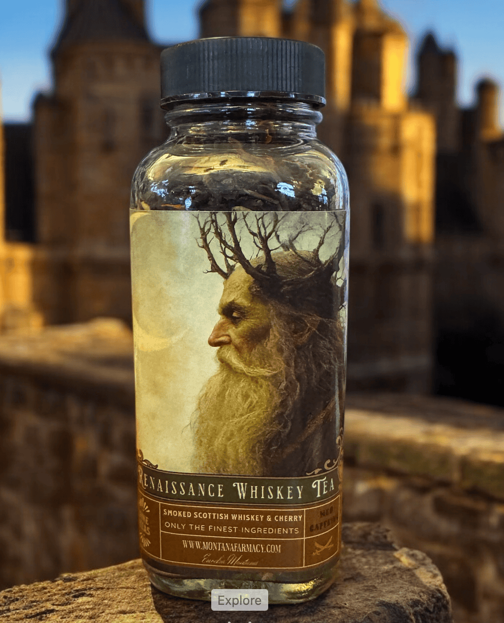 Renaissance Faire Smoked Cherry Whiskey Tea in a glass jar