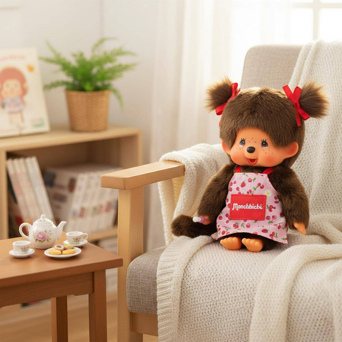 Monchhichi Flower Apron Girl 8 Inch Plush