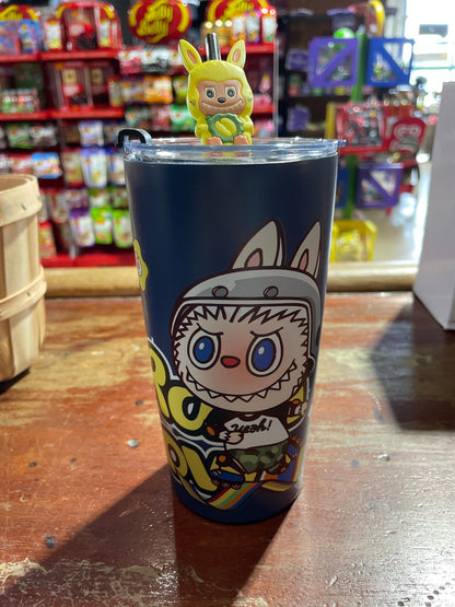 Labubu Inspired 20oz Tumbler Stainless Steel Coffee Cup 3D Print Cute Cartoon Insulated Travel Mug with Splash-Proof Lid for Ice Drinks and Hot Beverage Smoothie Cup