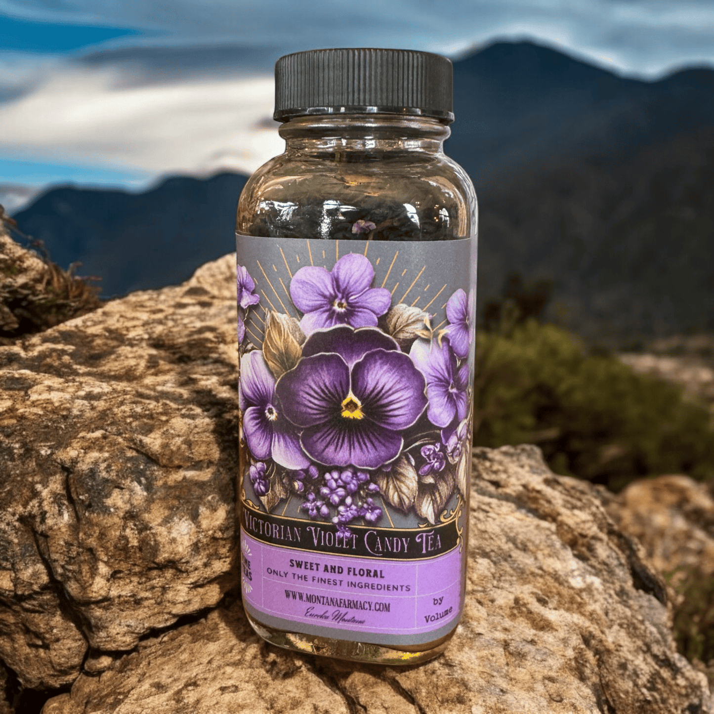 Vintage Victorian Violet Candy Tea Candied French Tea in Jar