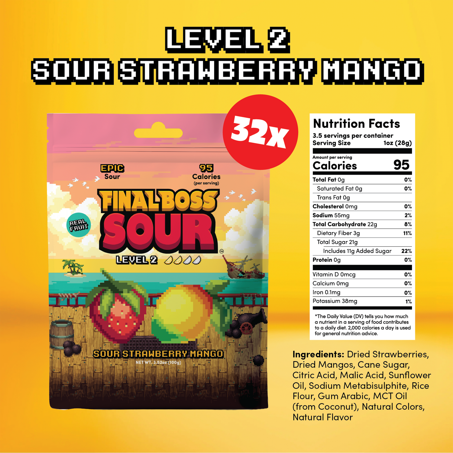 Final Boss Sour - Final Boss Sour Arcade Floor Display (64 Count)