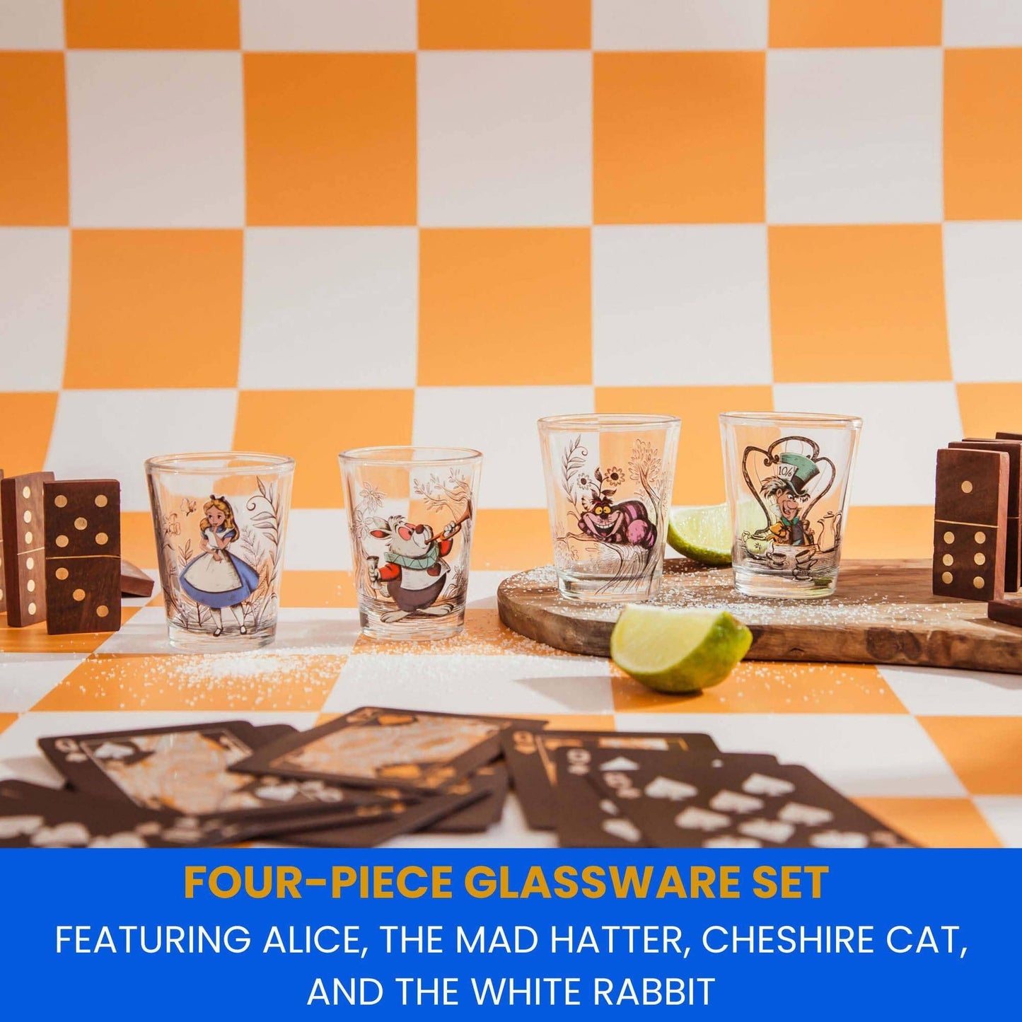Toynk - Alice in Wonderland 4 Piece 1.5oz Mini Glass Set