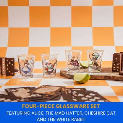 Toynk - Alice in Wonderland 4 Piece 1.5oz Mini Glass Set