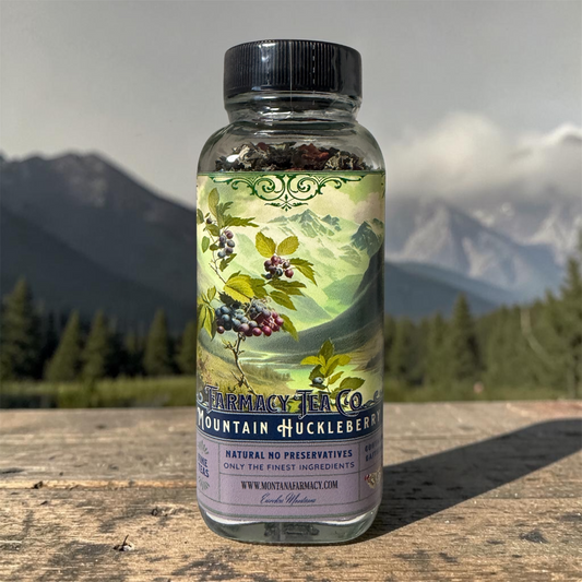 Montana Farmacy - Montana Mountains Vintage Huckleberry Tea in glass jar