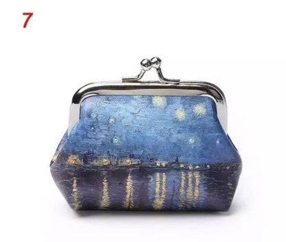 Van Gogh Art Canvas Coin Purse with Kiss Lock Closure