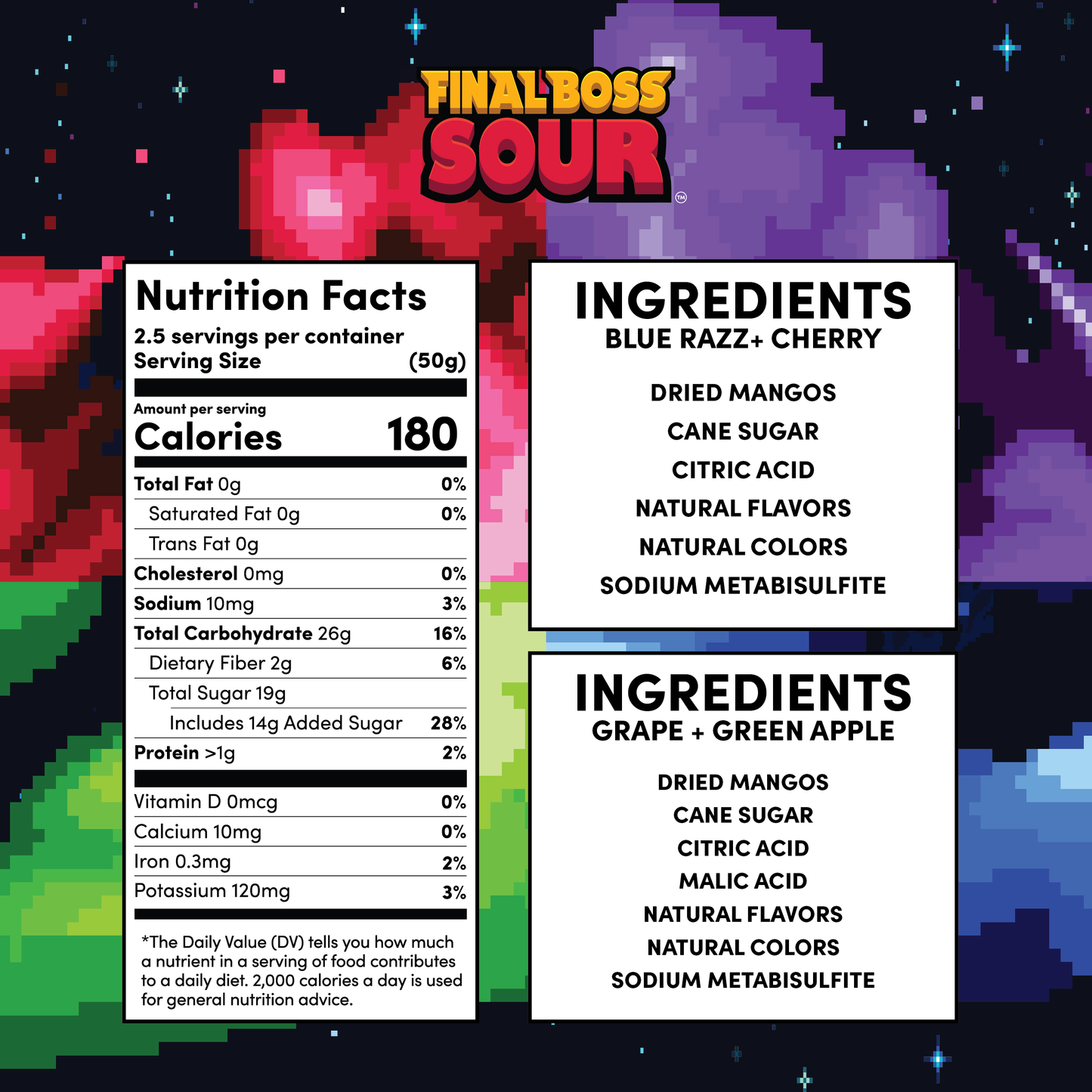 Final Boss Sour - Mango Dippers 1-Pack (Blue Razz, Green Apple, Grape, Cherry)