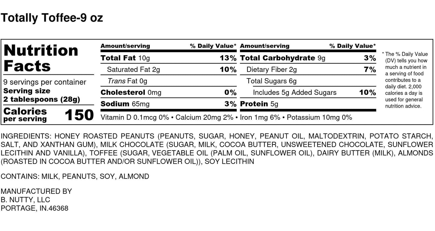 Totally Toffee BNutty Peanut Butter- Case of 6- 9oz