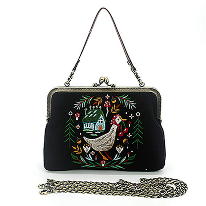 COMECO INC - Pretty Goose Cottage Kisslock bag in linen