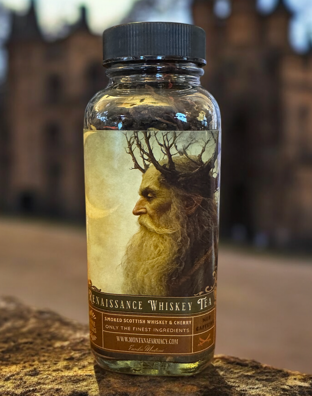 Renaissance Faire Smoked Cherry Whiskey Tea in a glass jar