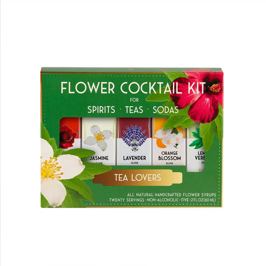 Tea Lovers Cocktail Kit. 5-Pack Flower Syrups.