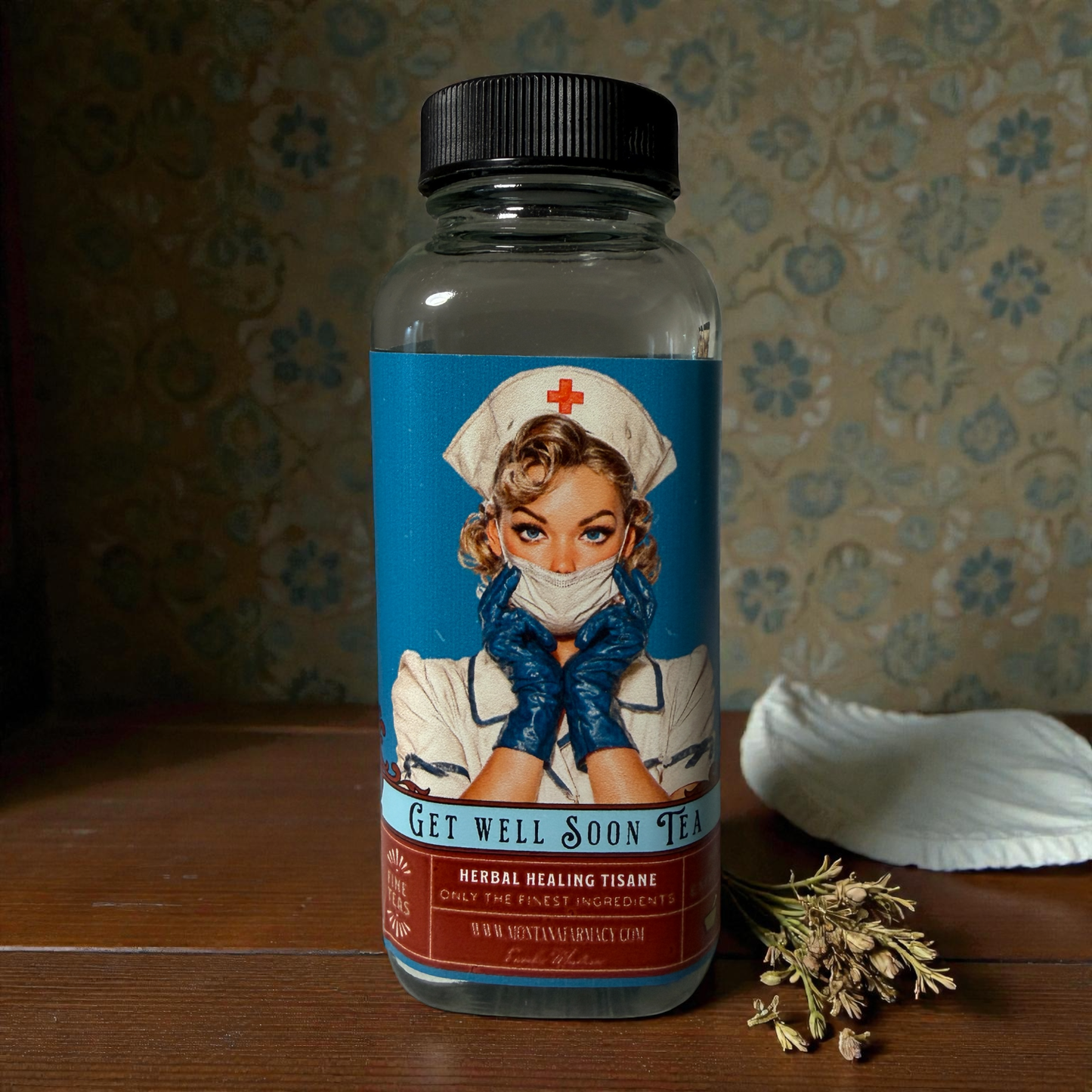 Montana Farmacy - Get Well Soon Greeting Card Tea Nurse me back to health Jar