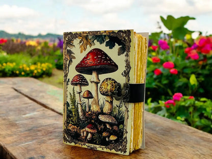 Vintage Mushroom Leather Handmade Journal