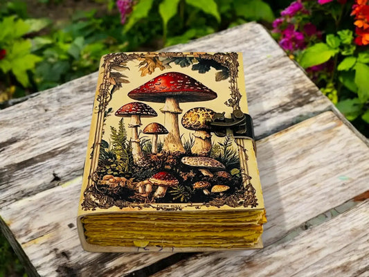 Vintage Mushroom Leather Handmade Journal