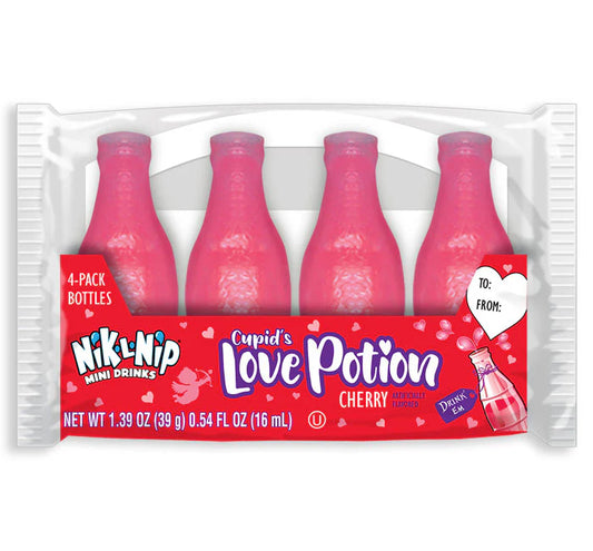 Nik-L-Nip Mini Drinks Valentines, 4pk Wax Bottles