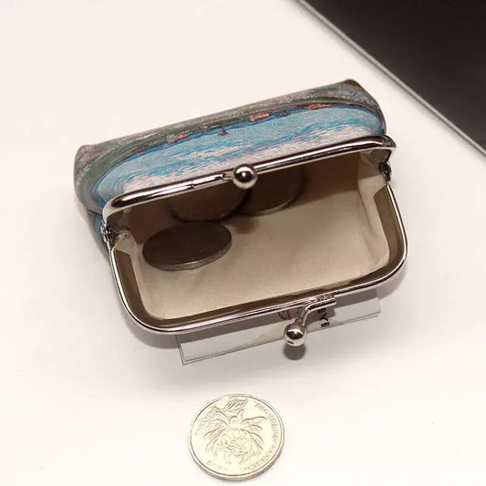 Van Gogh Art Canvas Coin Purse with Kiss Lock Closure