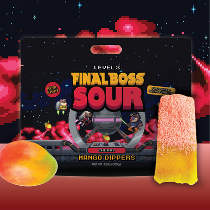 Final Boss Sour - Mango Dippers 1-Pack (Blue Razz, Green Apple, Grape, Cherry)
