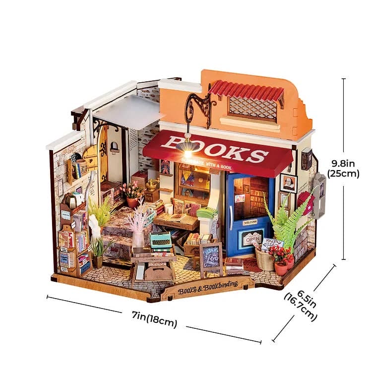 DIY Miniature House Kit: Corner Bookstore