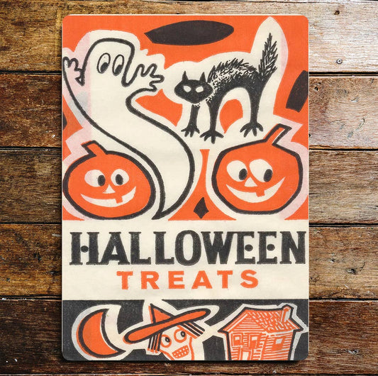 Halloween treats witch Ghost Metal Wall Sign Plaque