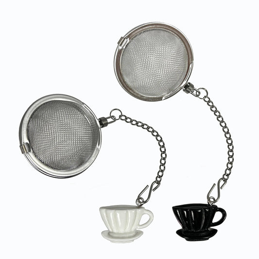 White and Black Teacup Tea Infusers