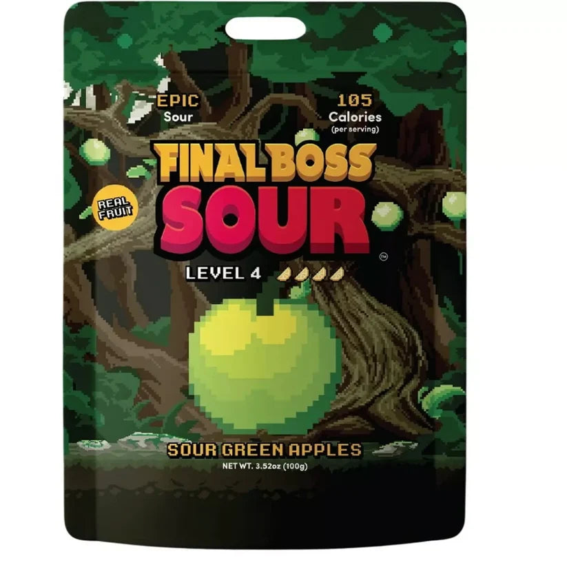 Final Boss Sour - Sour Green Apples (Level 4) - Dried Fruit Candy
