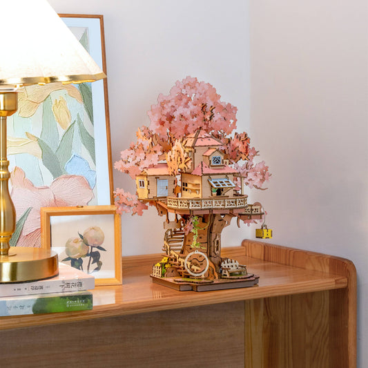 DIY Wooden Puzzle: Sakura Tree House