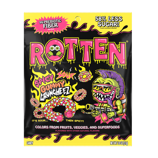 Spicy Sour Cruncheez Gummy Candy: GF, Prebiotics, Low Sugar