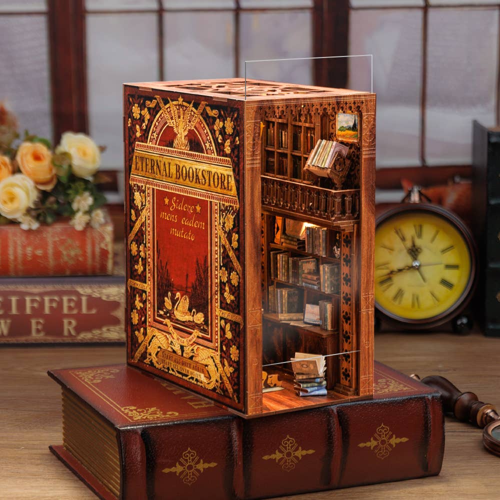 DIY Book Nook Kit: Eternal Bookstore with Dust Cover