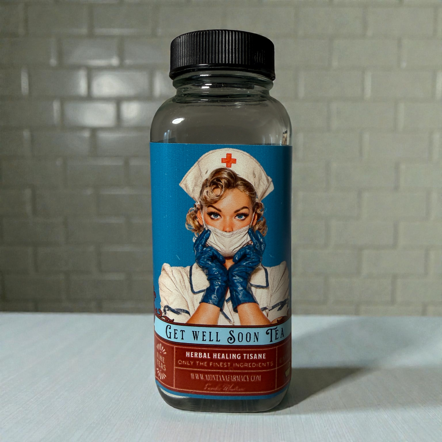 Montana Farmacy - Get Well Soon Greeting Card Tea Nurse me back to health Jar