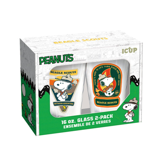 Peanuts Beagle Scouts Drinking Glass Set (2-Pack / 16oz)