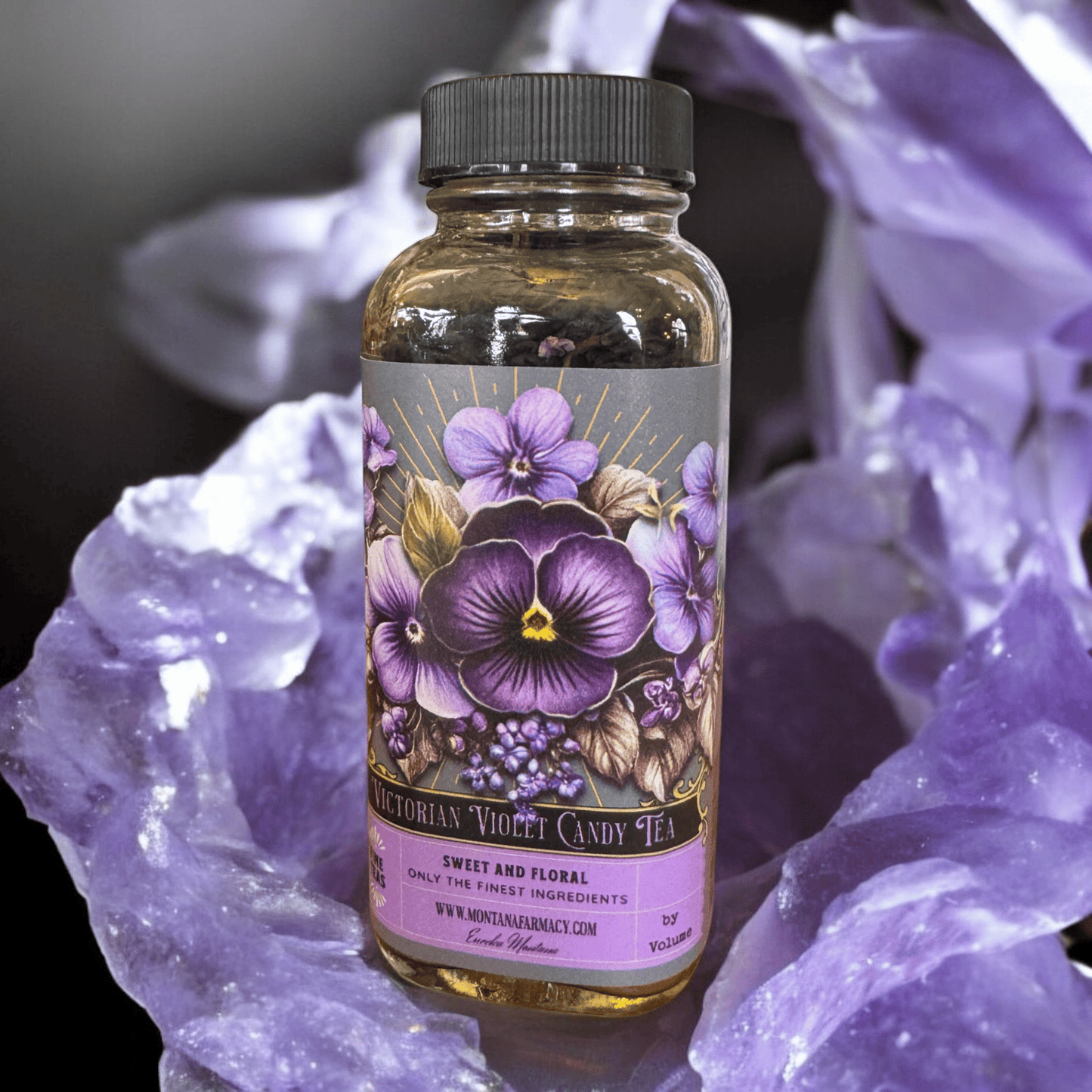 Vintage Victorian Violet Candy Tea Candied French Tea in Jar