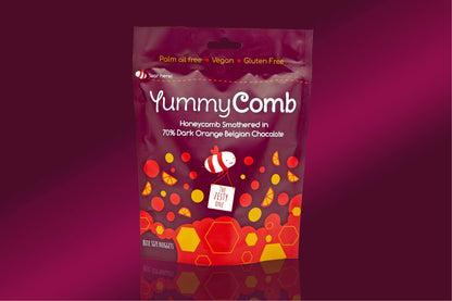 70% Dark Orange Belgian Chocolate Honeycomb pouches 100g