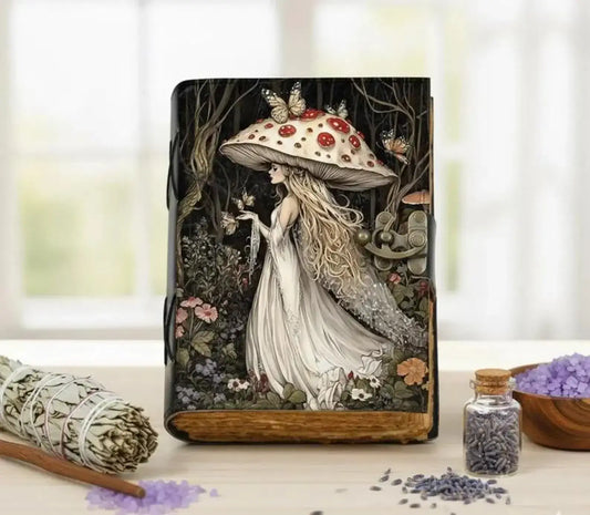 Mushroom Fairy Leather Handmade Journal