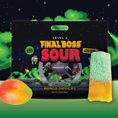 Final Boss Sour - Mango Dippers 1-Pack (Blue Razz, Green Apple, Grape, Cherry)