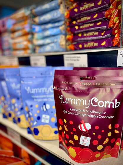 70% Dark Orange Belgian Chocolate Honeycomb pouches 100g
