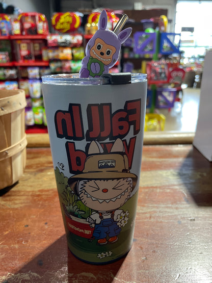 Labubu Inspired 20oz Tumbler Stainless Steel Coffee Cup 3D Print Cute Cartoon Insulated Travel Mug with Splash-Proof Lid for Ice Drinks and Hot Beverage Smoothie Cup