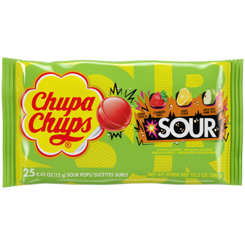 Chupa Chups 25pc Laydown Bag Assorted Sour 10.5oz