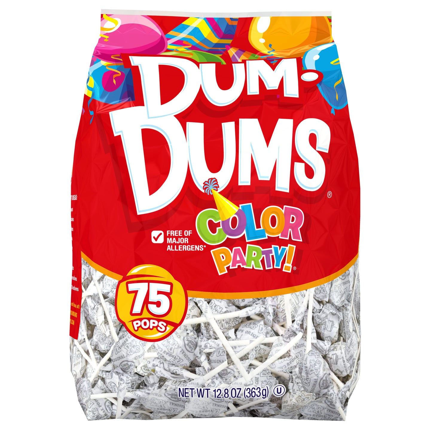 Spangler Dum Dum Color Party Gusset Bag White -Birthday Cake 12.8oz