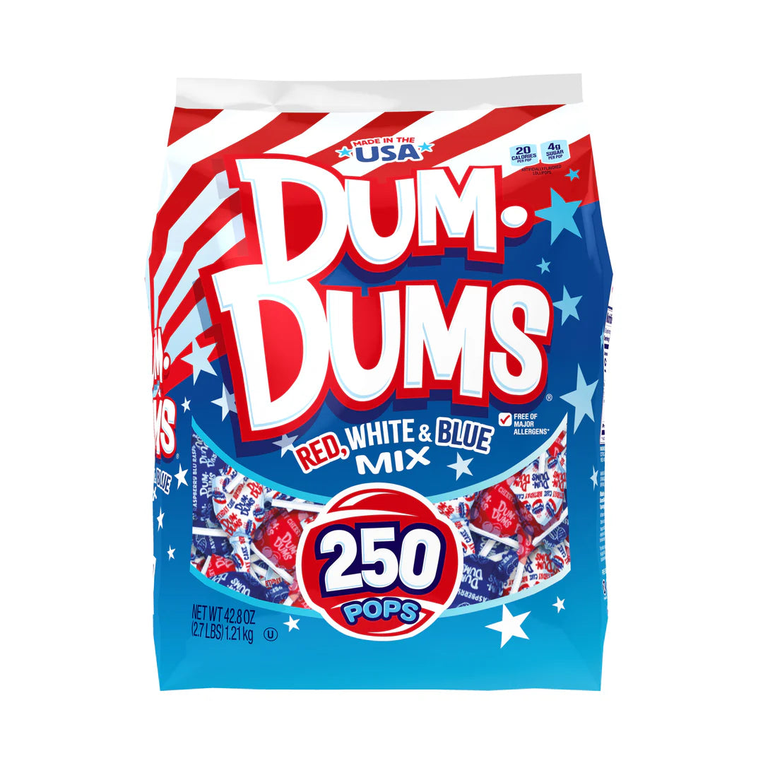 Dum Dums 250ct Red, White, & Blue Mix Bag- 42.8oz