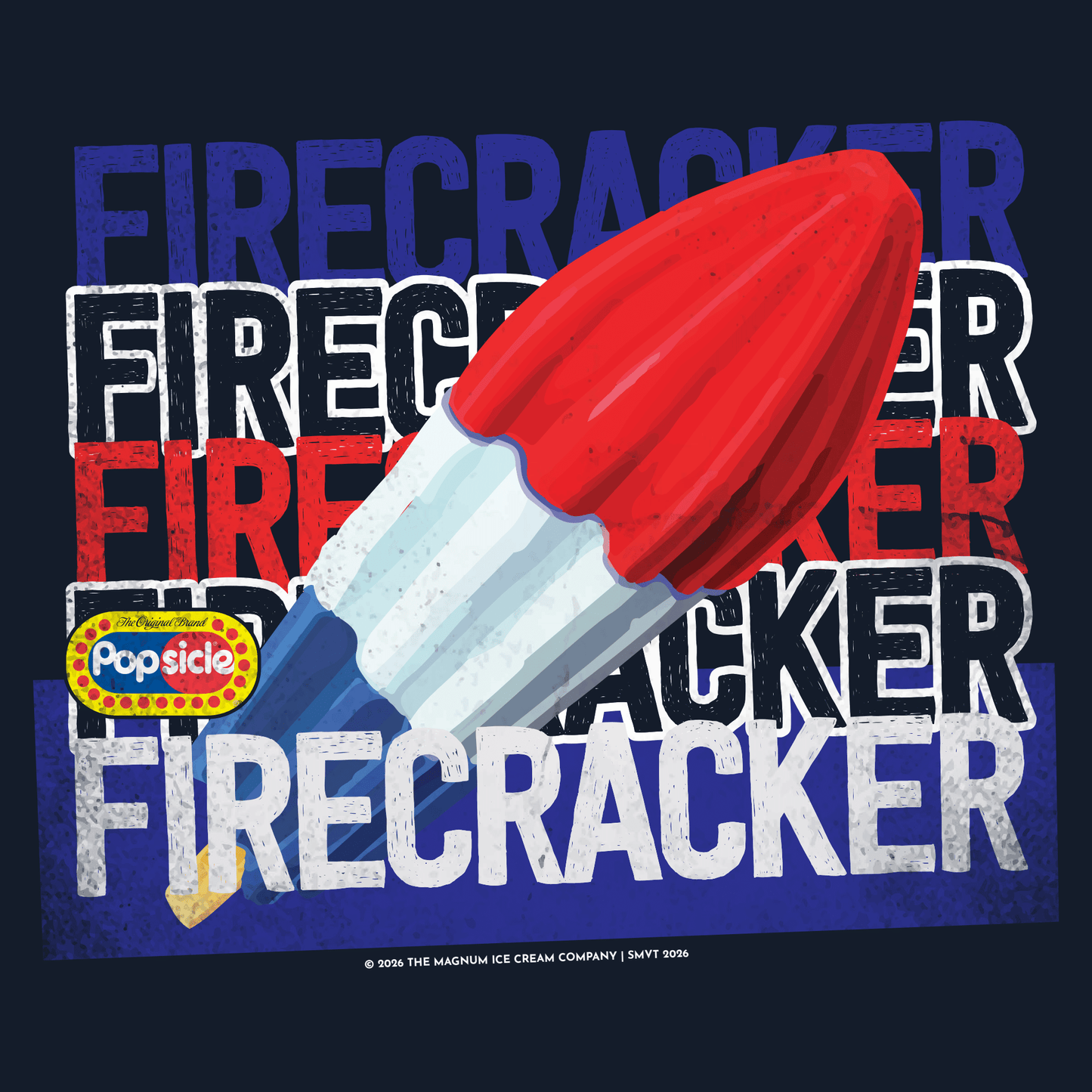 PREORDER | Popsicle® Firecracker Brand Colors T-Shirt – Vintage Red White & Blue Ice Pop Tee | Patriotic Summer Shirt | Americana Candy Apparel