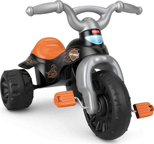 Fisher-Price Harley-Davidson Toddler Tricycle Tough Trike Bike with Handlebar Grips and Storage